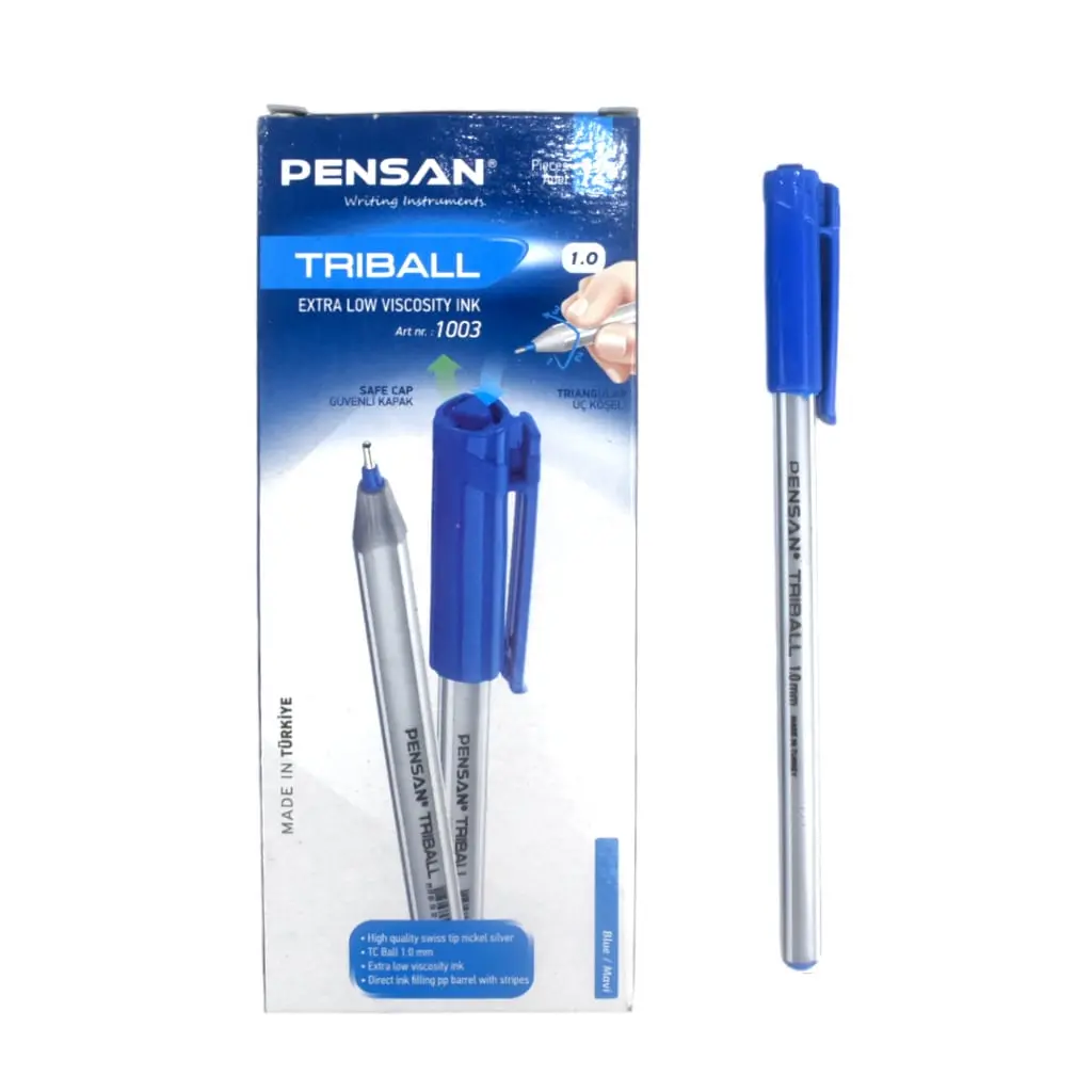 علبة قلم جاف Pensan Triball Blue 1mm