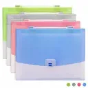 حافظة ملفات ومستندات مقاس A4 بـ 14 جيب قابلة للتوسيع مع مقبض وغطاء، شفافة اللون مع علامات Expanding File Folder with Handle