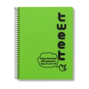 تويت 4مواد tTweet Spiral Notebook – A4 Size (21×29.7 cm) – Multi-Subject Notebook – 4  Subjects Ruled Pages – Color-Coded Dividers – Durable Spiral Binding