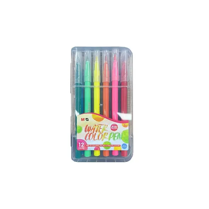 الوان فلومستر سن فرشه 12 لون M&G nontoxic Brush tip colors ( Washable)
