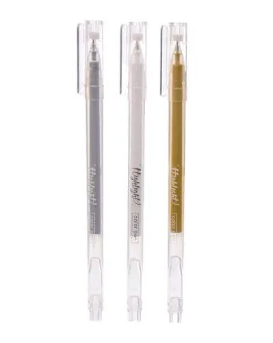 طقم 3 قلم برونز M&G High-Capacity Highlight Color Gel Pen 0.6mm Silver/White/Gold 3c AGPY5573