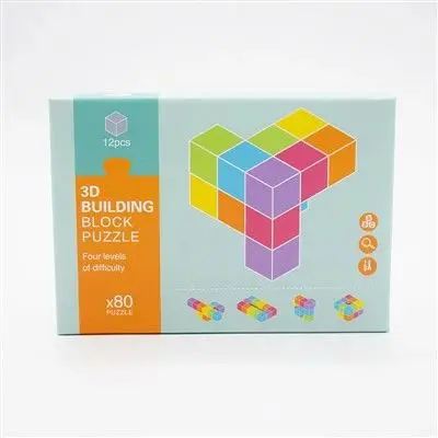 3D Building Block puzzle /80مكعبات + كروت 