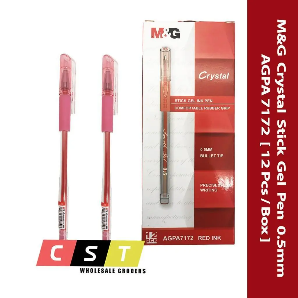 قلم جيل كريستال احمر M&G  Crystal Stick Gel Pen 0.5mm