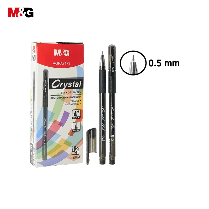 قلم جيل كريستال اسودM&G  Crystal Stick Gel Pen 0.5mm