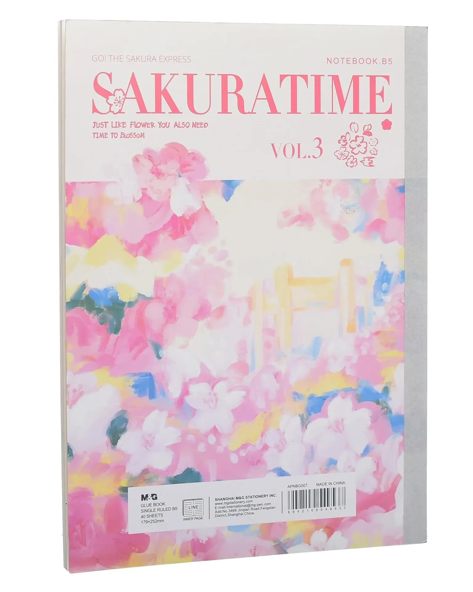 M&G Sakura Time Glued Notebook, Elegant Note-Taking, B5 Single Ruled, 40 Sheets