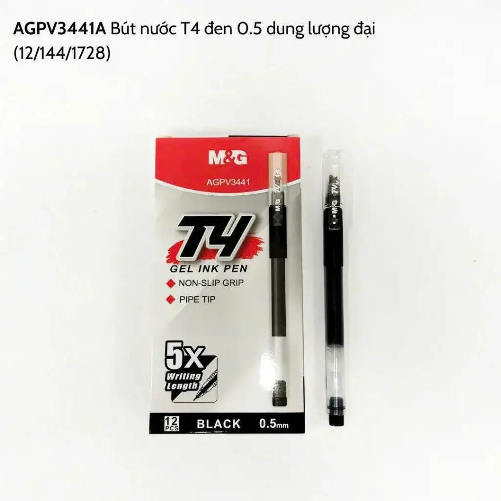 قلم جيل T4  اسود (0.5mm) gel pen