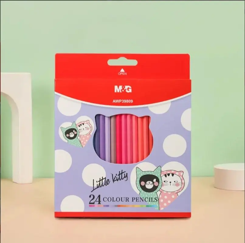 الوان باستل خشب 24 لون M&G Pack of 24 Hexagonal crayons SMC Pastel colored pencil