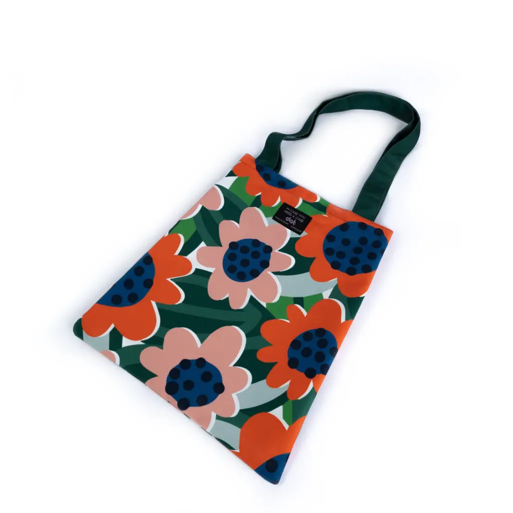 Green flower tote bag