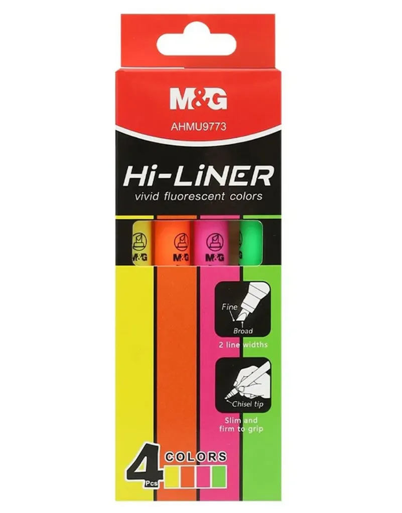 طقم قلم فسفوري 4 قلم نيون