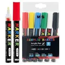 طقم اقلام اكريليك 6 Acrylic pen 6 color -neon
