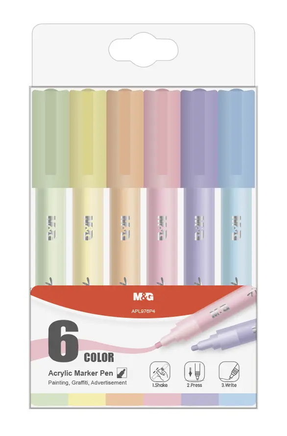 طقم اقلام اكريليك 6 Acrylic pen 6 color -pastel2