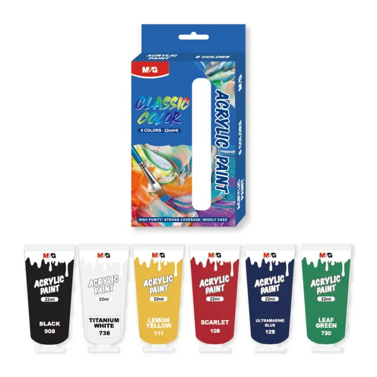 6 انابيب اكريليك M&G Acrylic basic Colours 22Ml 6 Pcs Set