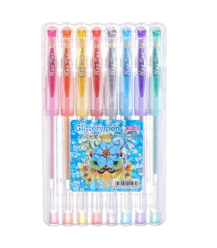 الوان برونز 8 لون Bronz Gel pen set