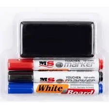 طقم 3 قلم سبوره +بشورة