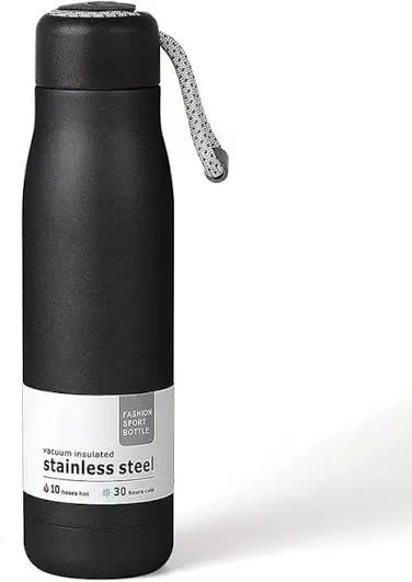 Sports Water Bottle, 304 Stainless Steel Leak Proof Double Wall Vacuum Water Bottle, BPA Free and Eco-Friendly, Insulated Cup Keeps Water Hot or Cold (Pink, 550ml) مج حراري