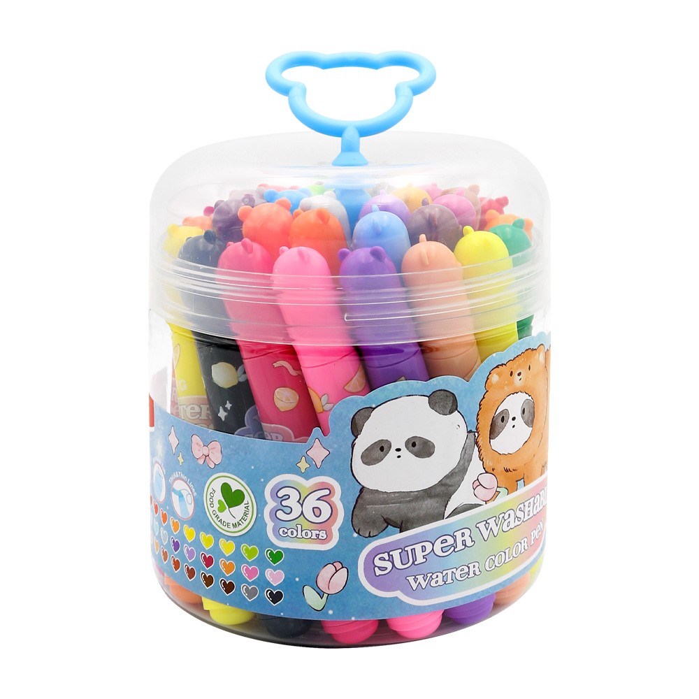 [M&G] M&G Chenguang Super Washable Water Color Pens – 24 Colors in Portable Storage Cup with Handle Kids Coloring Markers - No:ACP901JY
