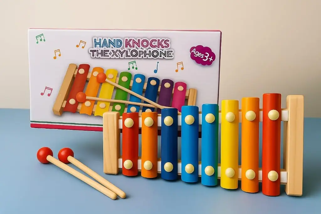 اكسليفون خشب hand knocks the xylophone