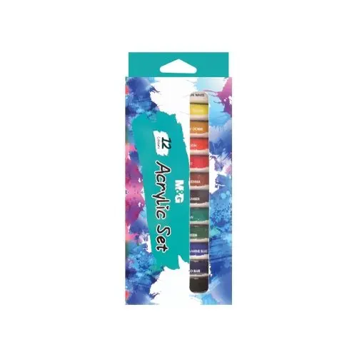 طقم الوان اكريليك 12 لون M&G Acrylic paints 12 ml 