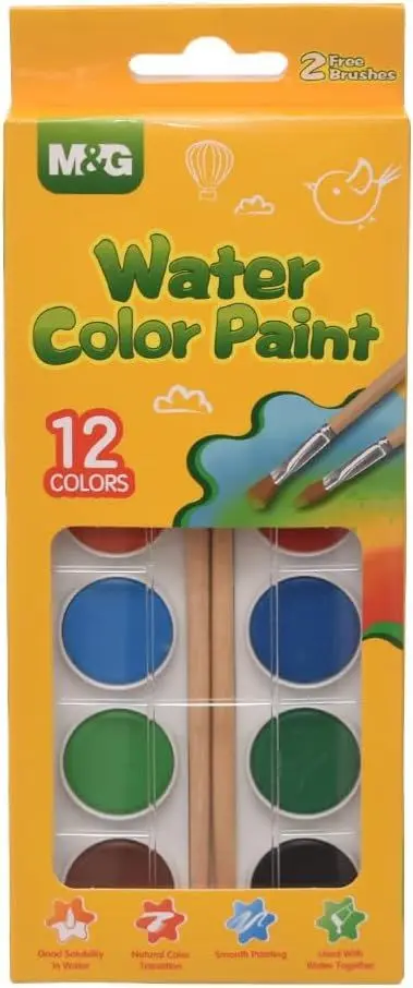 الوان مياه حجاره  M&G  Water Color Paint 12 Color With 2 Brushes