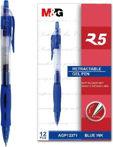 قلم جيل ازرق M&G Retractable Gel Ink Ball Pens, Fine Point, 0.7mm