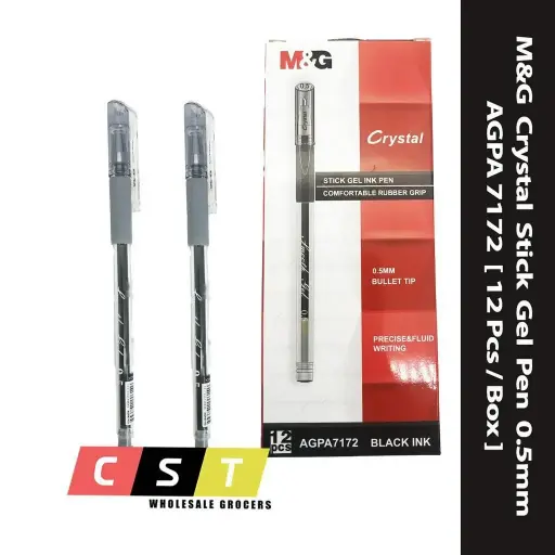 قلم جيل كريستال اسود M&G Crystal Stick Gel Pen 0.5mm