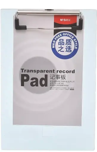 بلانشيطه A5 بلاستيك M&G  Small Transparent Clipboard with Plastic Metal Clip for Kids and Students - Pink color
