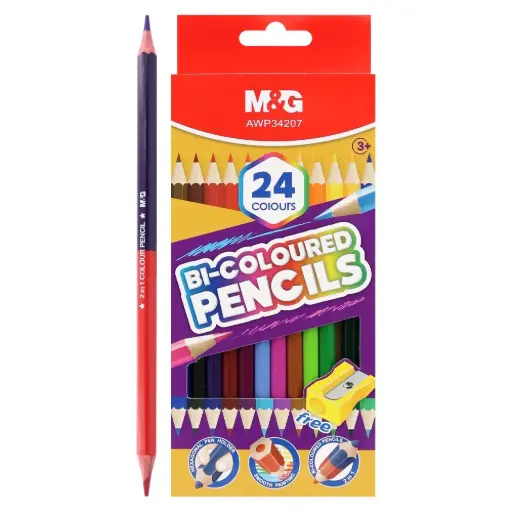 [M&G] الوان خشب 24 لون  Double-sided, Wooden - set of 24 colors
