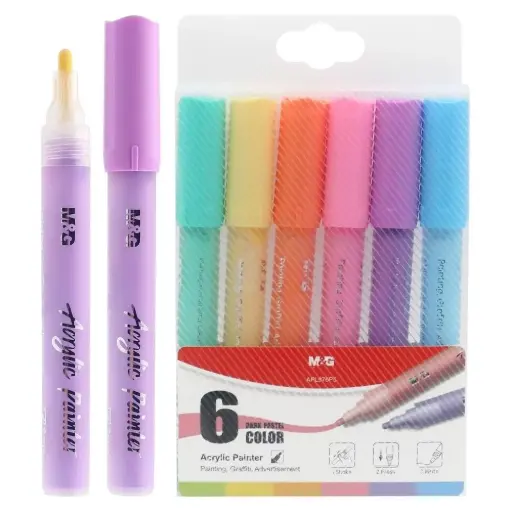 [M&G] طقم اقلام اكريليك 6 Acrylic pen 6 color -pastel